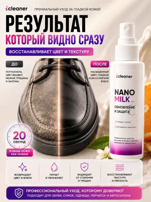 Молочко для ухода за гладкой кожей Nano-Milk 125 ml icleaner  фото 7