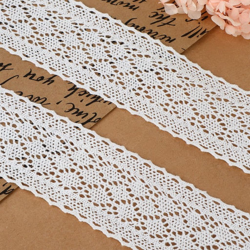 Кружево вязаное, 55 мм, 10±1 м, белое