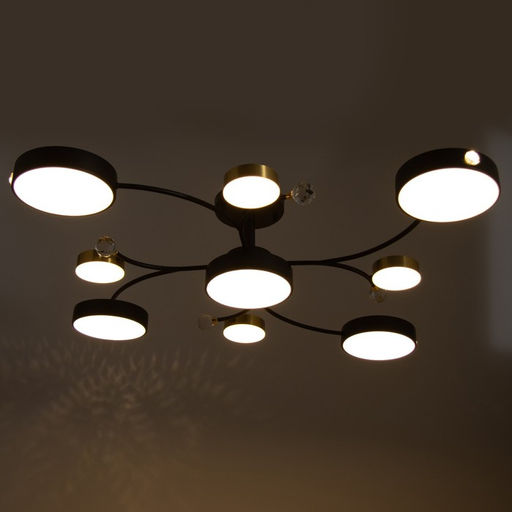 Люстра «Терра» 9хLED 168 Вт 3000-6000К черно-золотой 80×80×21 см BayerLux