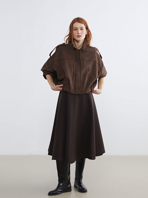 G?mlek Yaka Oversize Kad?n S?et G?r?n?ml? Ceket