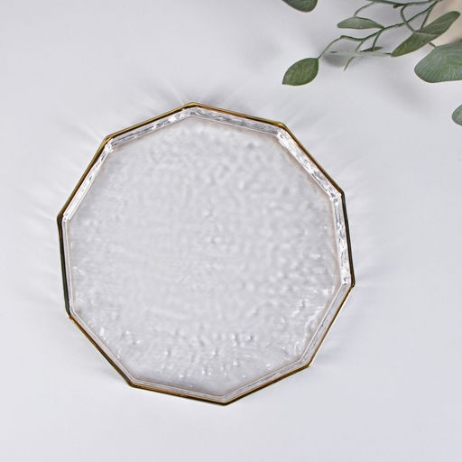 Поднос Fairyshine, 24×3 см, с золотой отводкой, стекло, прозрачный