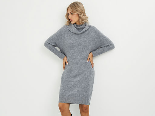 платье серое из шерсти с объемным воротом - Glenfield фото 11
