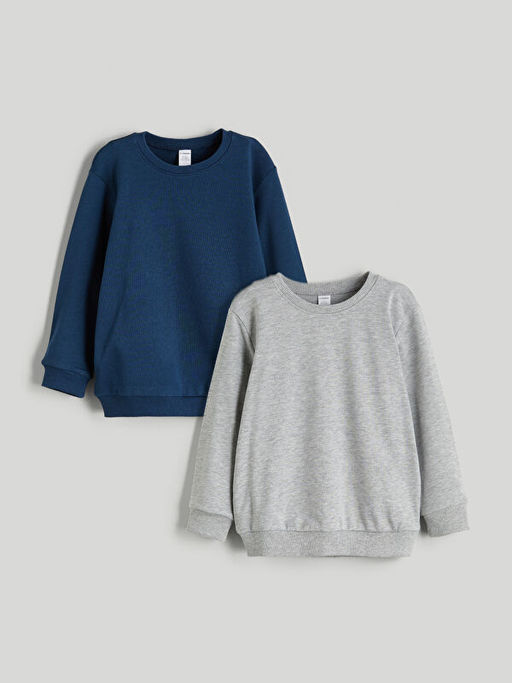 Bisiklet Yaka Erkek ?ocuk Sweatshirt 2li