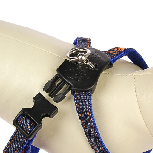 Шлейка многоразмерная регулируемая быстросъемная, ОГ+ОШ 40-70 см, до 15 кг, джинс-синяя - Пижон фото 5