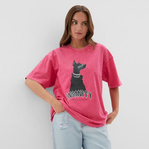 Футболка из вареного хлопка женская MIST Insanity, розовая, размер M