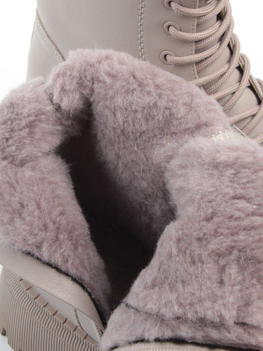 04-PAM439-2Z GRAY/BEIGE Ботинки зимние женские (натуральная кожа, 100% шерсть)