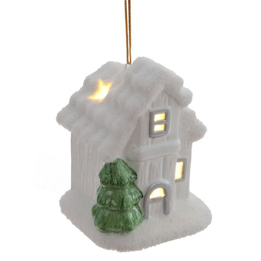 Фигурка декоративная подвесная "Домик" (подсветка, 2xLR44), L6 W6 H8 см, 2в.