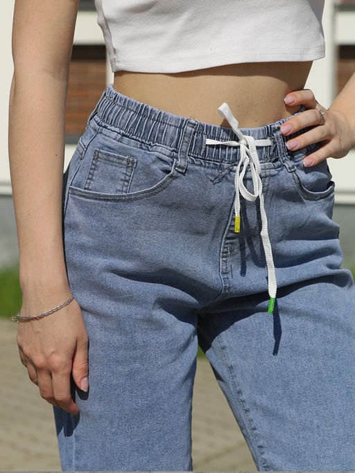 Шорты женские джинсовые высокая посадка на резинке УЦЕНКА_1912-4А