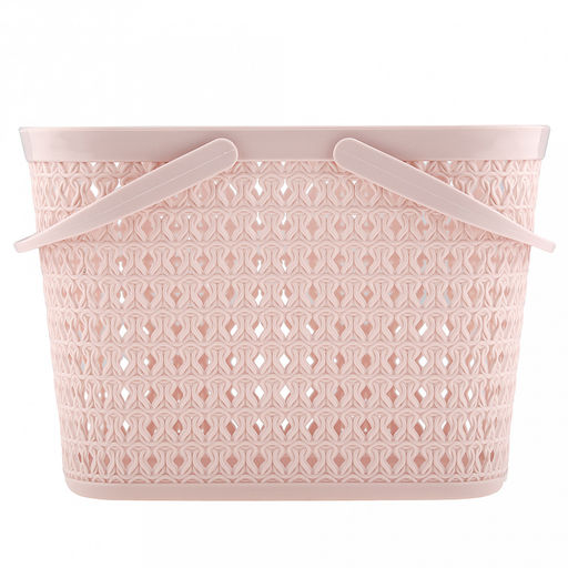"Домашняя мода" Корзина пластмассовая для хранения "Вязанка" 26х18см h18см, с ручками, розовый (Китай)