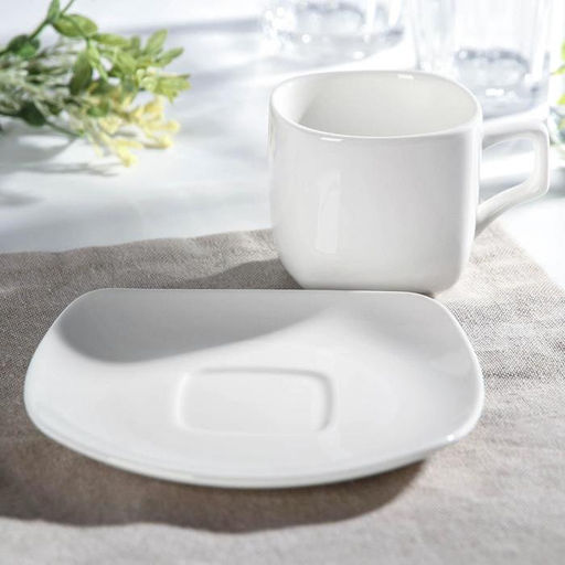 Цена за 2 шт. Чайная пара фарфоровая Wilmax Ilona, 2 предмета: чашка 200 мл, блюдце d=14,5 см, цвет белый