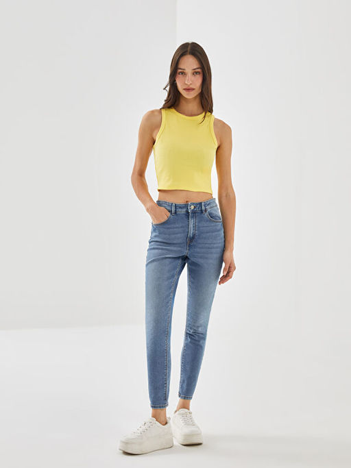 Bisiklet Yaka Dokulu Kad?n Crop