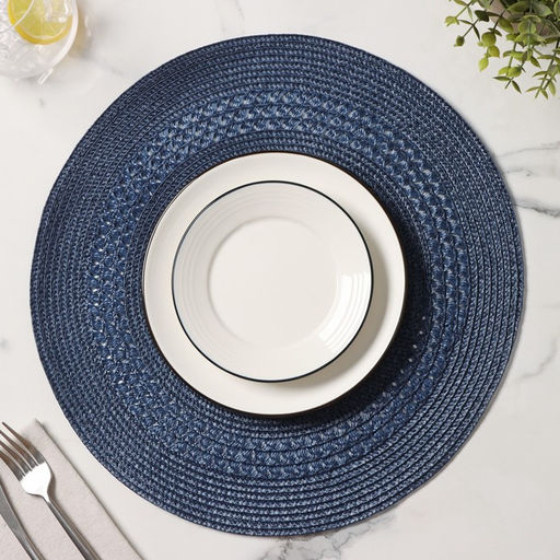 Салфетка сервировочная на стол Доляна Оскар, d=38 см, цвет синий  фото 6