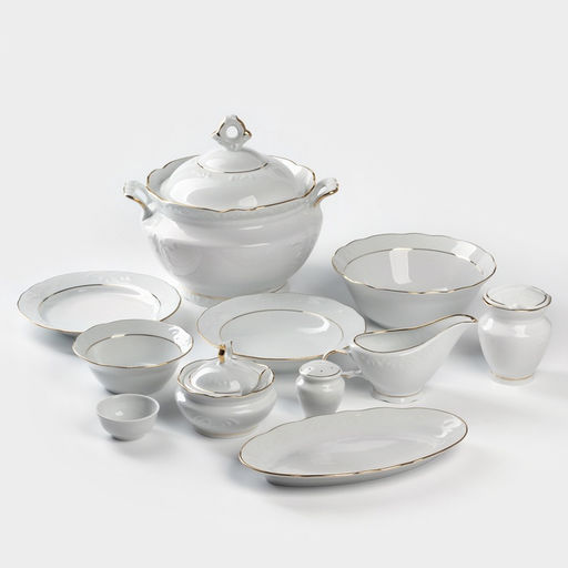 Сервиз столовый Добрушский завод «Бельё», 48 предметов, фарфор, белый