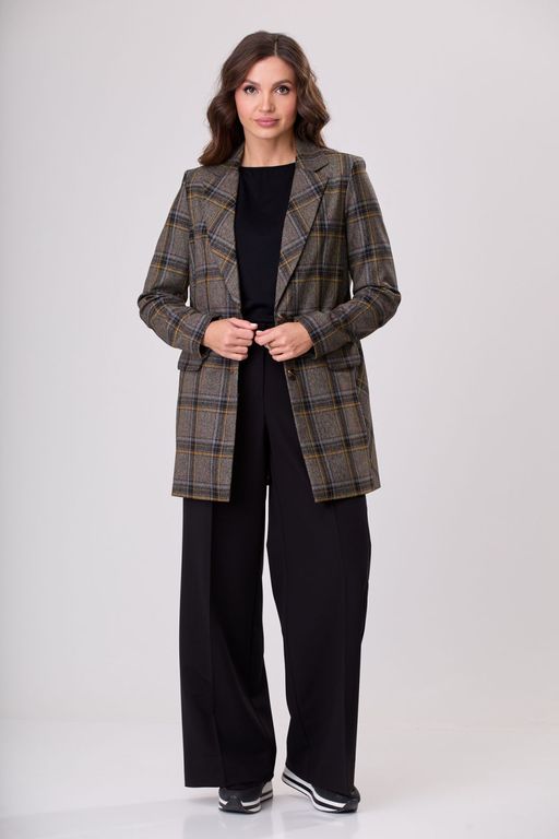 Жакет БелЭльСтиль 860 коричнево-желтая клетка фото 2