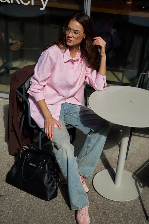 Рубашка оверсайз в полоску хлопковая