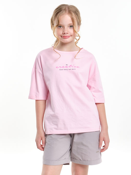 Футболка оверсайз универсальная модель UD 7889 розовый - Mini maxi фото 2