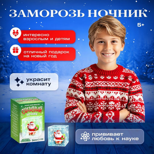Набор для опытов Снежный ночник своими руками, Дед Мороз - Эврики фото 10