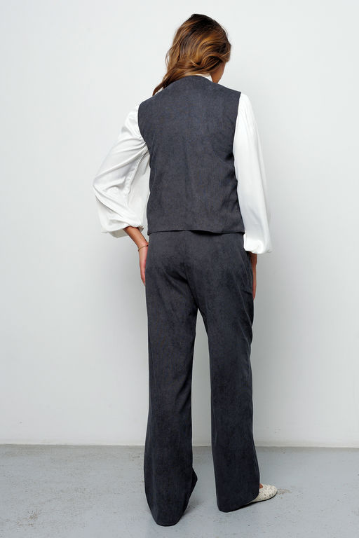 Костюм брючный вельветовый с жилеткой 399GRY