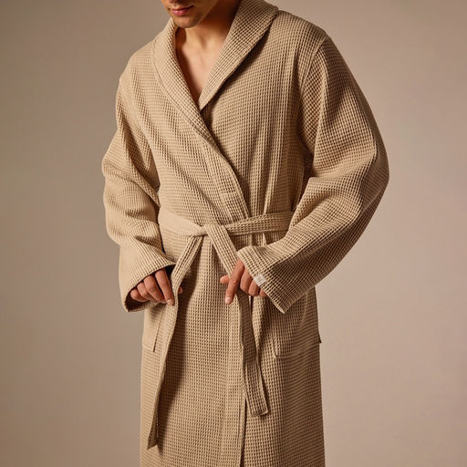 Халат вафельный мужской SL HOME: Basic «Саббиа», размер S, хлопок 100%, коричневый