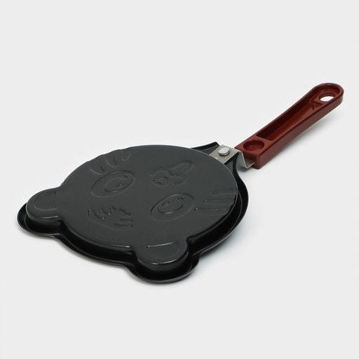 Сковорода Доляна «Котик», d=14 см, пластиковая ручка, антипригарное покрытие, углеродистая сталь, чёрная