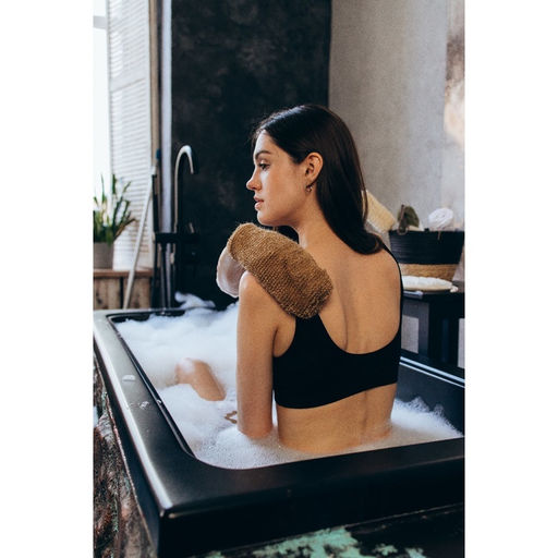 Мочалка - варежка для тела Доляна, массажная, 22×11 см, бежевая