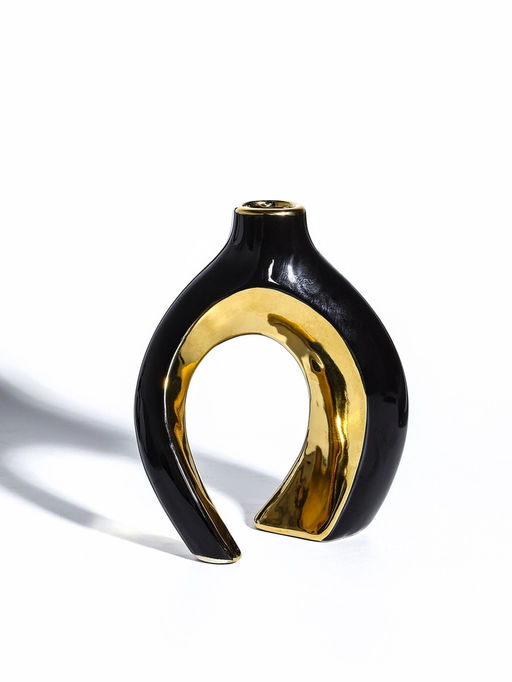 Ваза для цветов «Лари», набор 2 шт., 22×20 см, d=4 см, керамика, чёрная