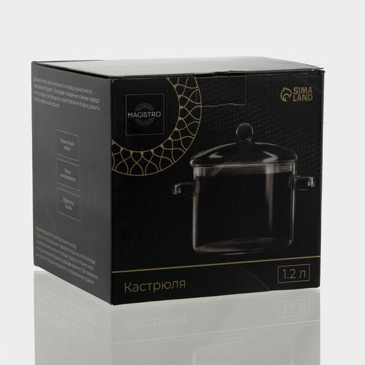 Кастрюля Magistro «Лия», 1.2 л, d=14 см, с крышкой, жаропрочное стекло, прозрачная