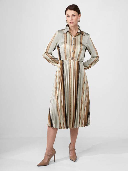 Платье из принтованной атласной ткани - Tantino фото 2