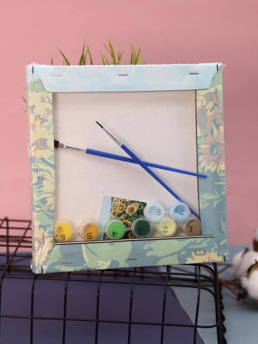 Картина по номерам на подрамнике Draw Me! Bright sunflowers, (20*20 см)