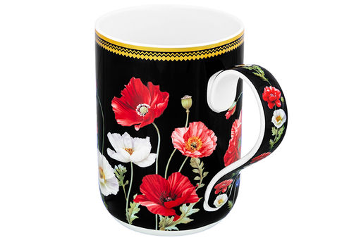Кружка 400 мл 11,5*7,5*10,5 cм Маки на черном NEW BONE CHINA - Elan gallery фото 4
