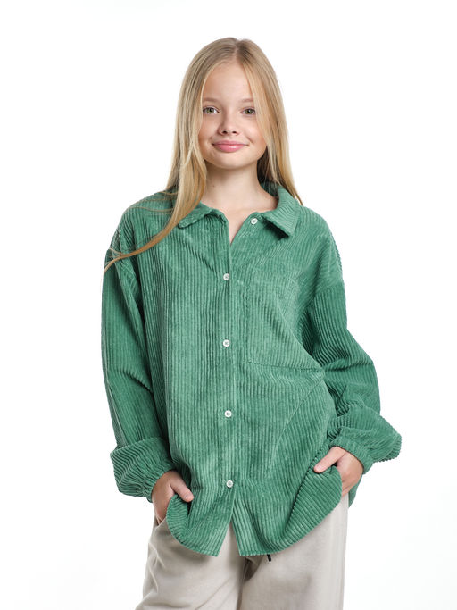 Вельветовая рубашка для девочки 22-7364 бежевый - Mini maxi фото 31