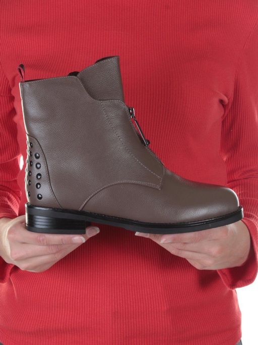 04-XH-FT547-9118-2M KHAKI Ботинки женские (натуральная кожа, натуральный мех) - Фабричный китай фото 4