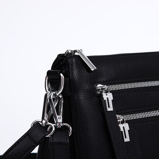 Сумка кросс-боди на молнии, 3 наружных кармана, цвет чёрный - Simaland фото 5