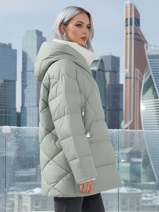 Куртка женская зимняя с капюшоном большого размера зеленого цвета 1170Z - Mtforce фото 28
