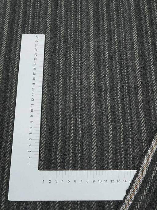 Шерсть пальтово-костюмная Твид Полосы цв.черный, ш.1.5м, шерсть-40%, п/э-60% - Купава фото 5