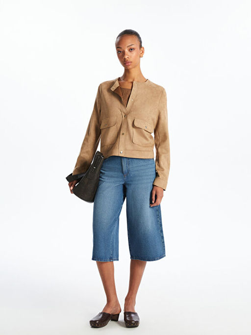 Bisiklet Yaka S?et G?r?n?ml? Kad?n Ceket