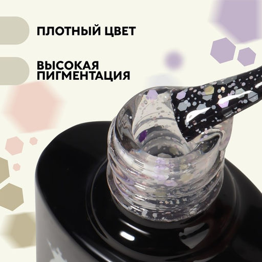 Гель лак для ногтей, MILK GLITTER, 3-х фазный, 8мл, LED/UV, цвет прозрачный (11) - Queen fair фото 2