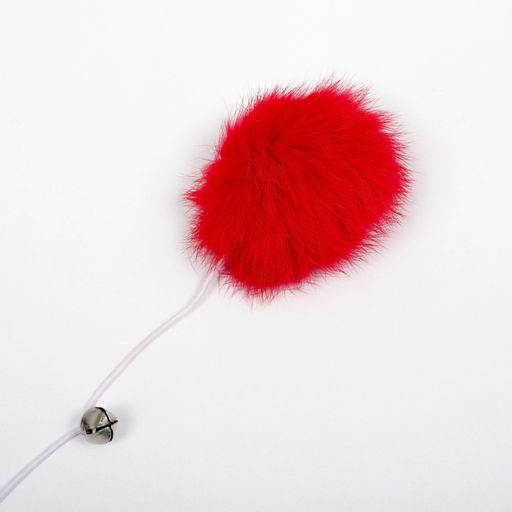 Дразнилка Пушок на деревянной палочке, с бубенчиком, 36 см, красная - Пижон фото 2