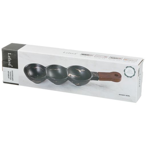 МЕНАЖНИЦА С ДЕРЕВЯННОЙ РУЧКОЙ КОЛЛЕКЦИЯ ЗОЛОТОЙ МРАМОР ЦВЕТ: GRAY 38*10*5,3 СМ - Lefard фото 3