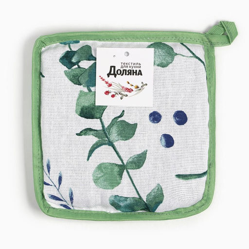 Прихватка Доляна Eucalyptus 19х19см,100%хл, рогожка 164 гр/м2  фото 4