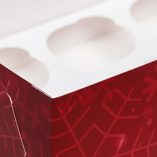 Коробка для 6 капкейков с окном «Счастливый Новый год», 25×17×10 см, упаковка