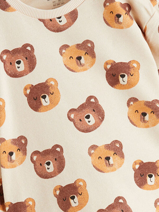 Sevimli Ay? Bask?l? Erkek Bebek Sweatshirt