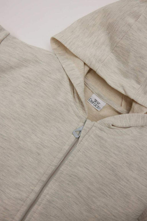 Базовый простой свитшот на молнии с капюшоном для маленьких девочек - Defacto фото 2