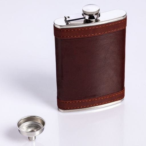 Подарочный набор Бизнес 6 в 1: фляжка 270 мл, воронка, 4 рюмки, коричневый, 17 х 23 см - Simaland фото 3