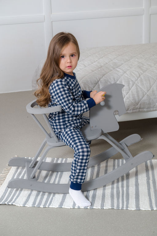 Пижама подростковая из кулирки пенье на манжетах Дрёма клетка синяя - Амадэль фото 23