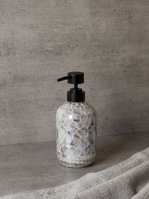 Диспенсер для жидкого мыла 350мл мрамор-серый стекло, пластик АБС