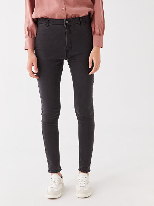 Y?ksek Bel J?piter S?per Skinny Fit ??i Polarl? Kad?n Jean Pantolon