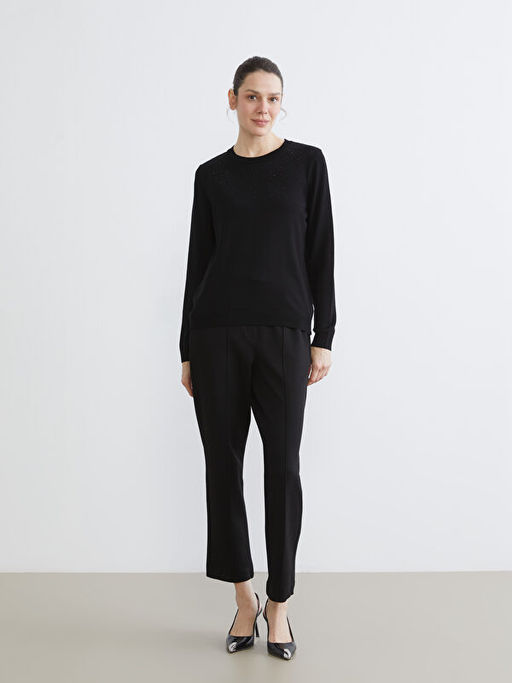 Bisiklet Yaka Ta?l? Kad?n Triko Kazak