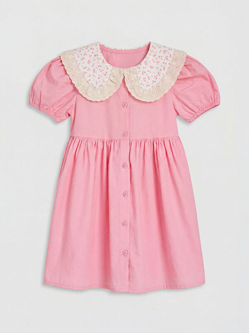 Bebe Yaka Balon Kollu K?z ?ocuk Elbise