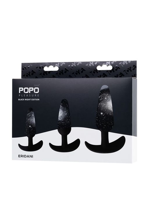 Набор анальных втулок TOYFA POPO Pleasure Eridani, силикон, черный, 3 шт.